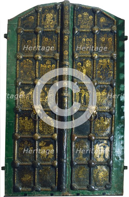 Golden gates of the Cathedral of the Nativity in Suzdal, Early 13th cen.. Artist: Russian master  