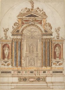 An Elaborate Altar of Colored Marble Ornamented with Sculptures, 1600s. Creator: Unknown.
