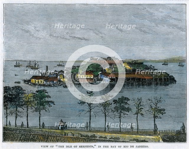 'View of The isle of Serpents, in the Bay of Rio de Janeiro', Brazil, c1880. Artist: Unknown