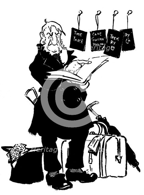 'Oom Paul Consulting the Time Table', 1900. Artist: Unknown