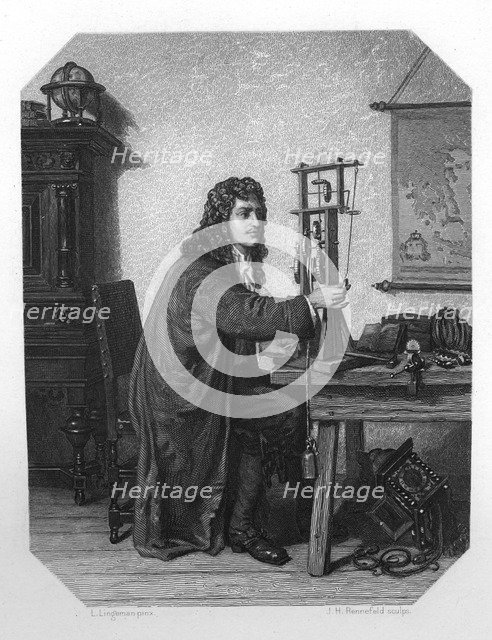 Christiaan Huygens, 17th century Dutch mathematician, astronomer and physicist, c1870.Artist: JH Rennefeld