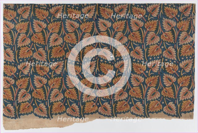 Sheet with overall leaf pattern, late 18th-mid-19th century., late 18th-mid-19th century. Creator: Anon.