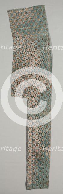 Fragment with Floral Design on a Silver Ground, 1700s. Creator: Unknown.