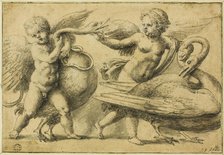 Putti Playing with Swans, n.d. Creator: Circle of Raffaello Sanzio, called Raphael .