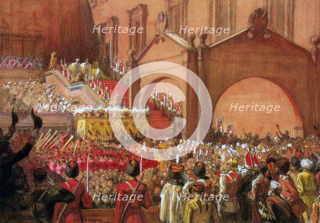 Emperor Nicholas II on the Red Porch after his Coronation, 1896.  Creator: Edelfelt, Albert Gustaf Aristides (1854-1905).