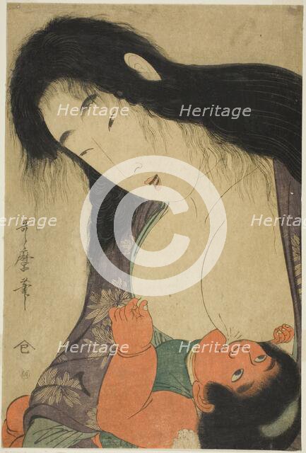 Yamauba Breast Feeding Kintaro, Japan, c. 1801/06. Creator: Kitagawa Utamaro.