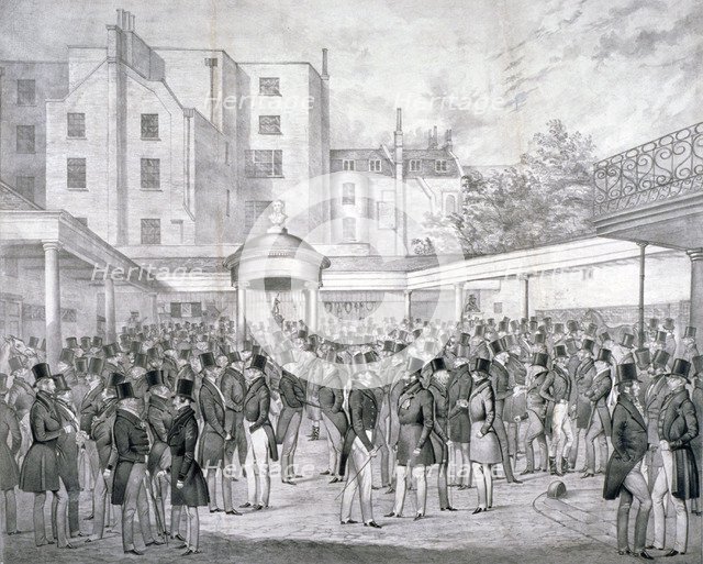 View of Tattersall's horse sale yard at Hyde Park Corner, Westminster, London, c1845.                Artist: Anon
