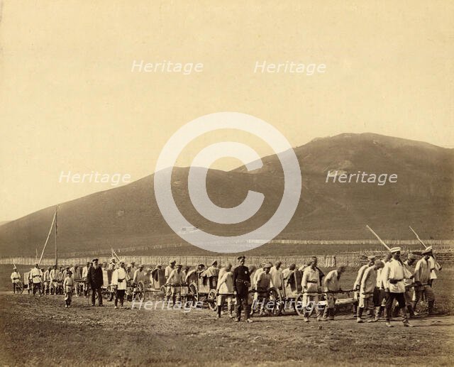 Hard Labor Convicts Hauling Construction Materials to Worksites in Gornyi Zerentui, 1891. Creator: Aleksei Kuznetsov.