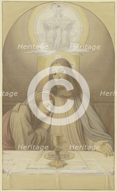 Christ with the Beloved disciple John, half-figures at the table of the Last Supper..., 1874. Creator: Eduard von Steinle.