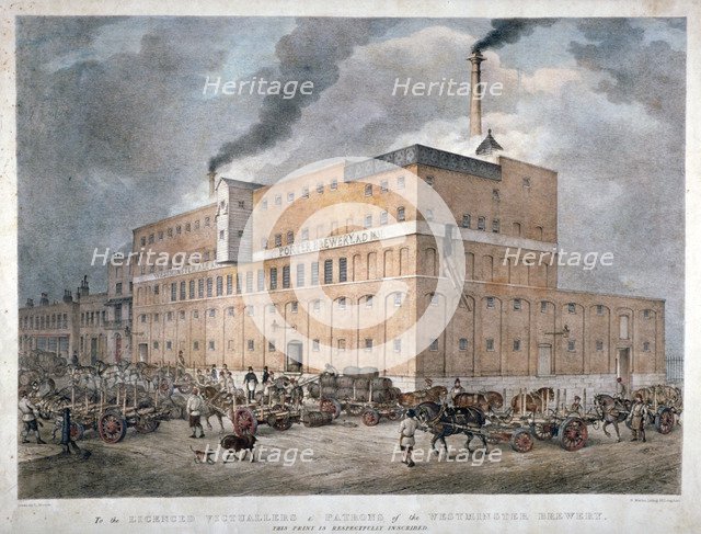 Westminster Ale and Porter Brewery on Horseferry Road, London, c1840.                                Artist: C Warren