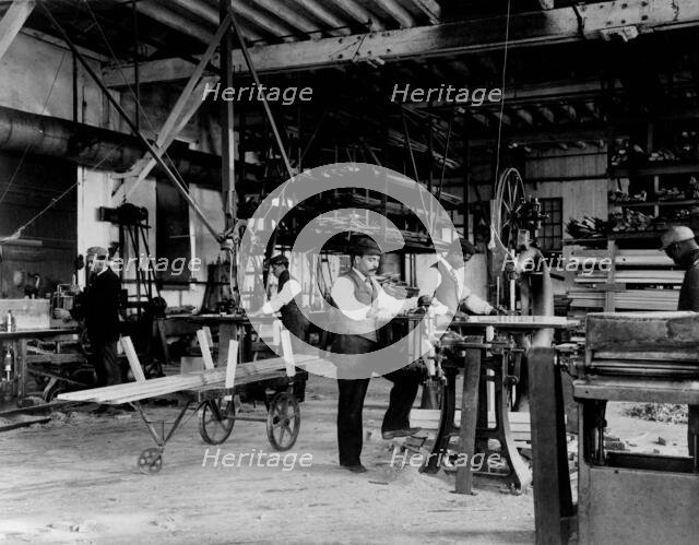 Young men training in woodworking at Hampton Institute, Hampton, Virginia, 1899 or 1900. Creator: Frances Benjamin Johnston.