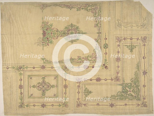 Ceiling Design in Moorish Style for the de la Rochejaquelein Family, second half 19th century. Creators: Jules-Edmond-Charles Lachaise, Eugène-Pierre Gourdet.