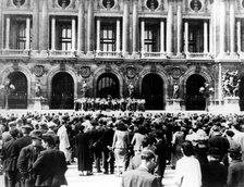 German military band giving a concert, occupied Paris, 1940-1944. Artist: Unknown