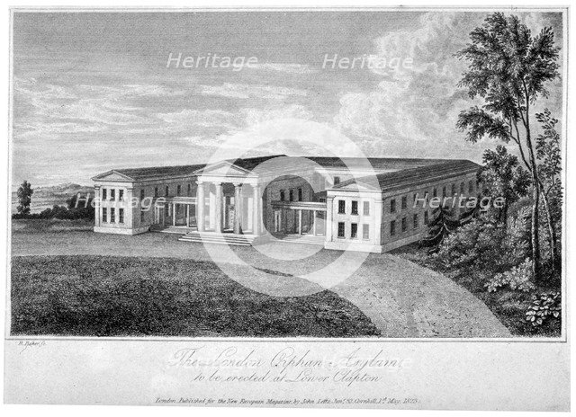 View of the London Orphan Asylum, Clapton, Hackney, London, 1823. Artist: R Baker