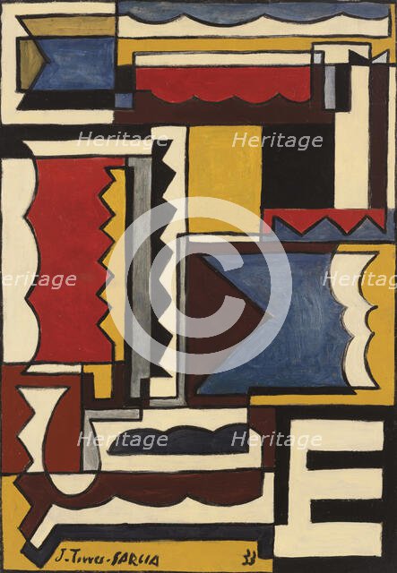 Structure with interlocking shapes, 1933. Creator: Torres-García, Joaquín (1874-1949).