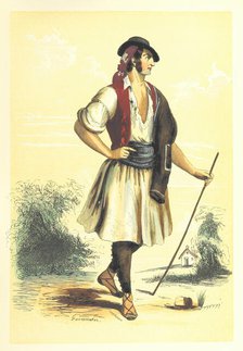 Man in traditional costume, 1848.  Creators: Adolphe François Pannemaker, Estaquier.