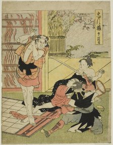 Act Eleven: Night Raid on Moronao's Mansion from the play Chushingura (Treasury..., c. 1795. Creator: Katsukawa Shun'ei.