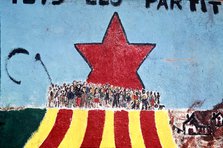 Mural of PSUC propaganda in the first democratic elections, after the Spanish civil war.