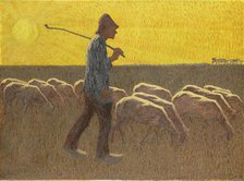 Shepherd with Sheep, 1900-1945. Creator: Cornelis Albert van Assendelft.