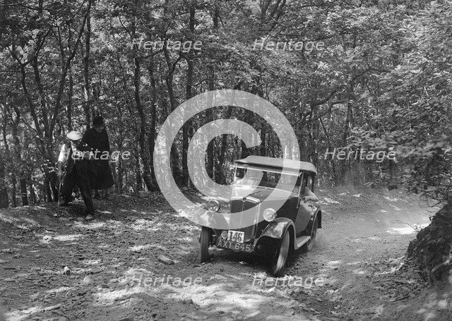 Morris Minor competing in the B&HMC Brighton-Beer Trial, Fingle Bridge Hill, Devon, 1934. Artist: Bill Brunell.