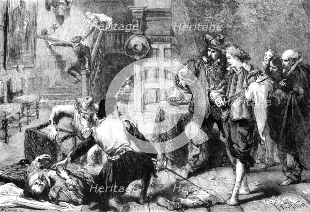 "A Tavern Brawl", by John Gilbert,...Exhibition of the Society of Painters in Water Colours, 1864. Creator: W Thomas.