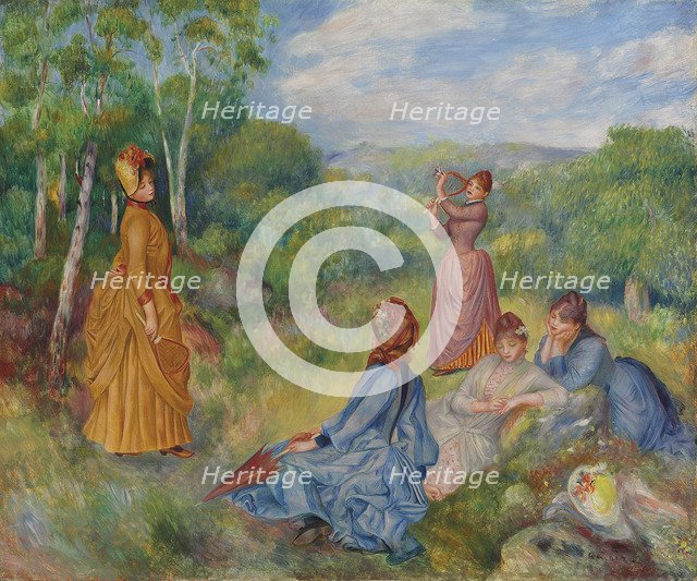 Young Ladies Playing Badminton, ca 1887. Artist: Renoir, Pierre Auguste (1841-1919)