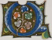 Decorated Initial "Q" with Three Balls and Six Leaves from a Choir Book, 14th century or..., c. 1920 Creator: Unknown.