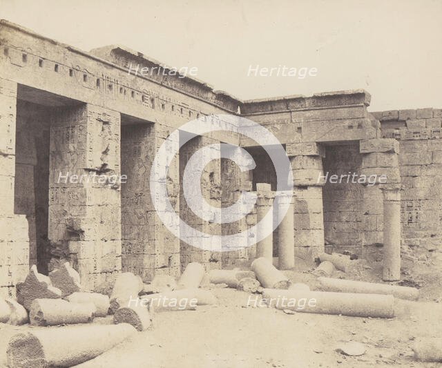 Médinet-Abou (Thèbes). Constructions Postérieures - Deuxiéme Cour, 1851-52, printed 1853-54. Creator: Félix Teynard.