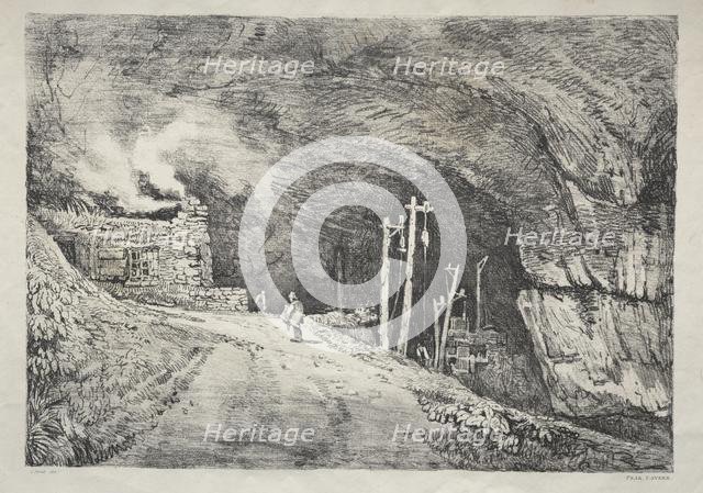 A Series of Ancient Buildings and Rural Cottages in the North of England: Peak Cavern, 1821. Creator: Samuel Prout (British, 1783-1852).
