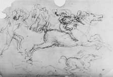 'Galloping Horseman and Other Figures', c1480 (1945). Artist: Leonardo da Vinci.