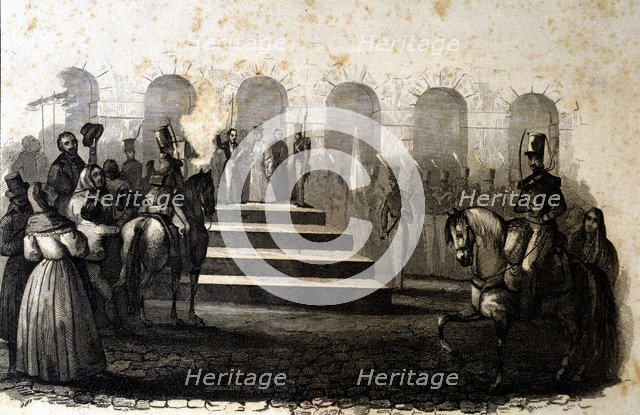 Public reading of the proclamation of Isabella II as Queen of Spain under the regency of her mot…