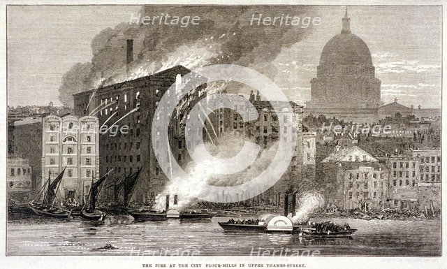 Thames Street Fire, London, 1872. Artist: Anon
