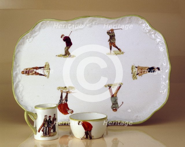 Sandwich platter, coffee-size jug and sugar bowl, c1912. Artist: HM Williamson and Sons
