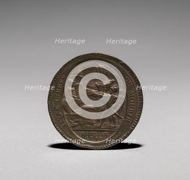 Medal: Five Sols issued by Monneron Brothers, Paris, 1792 (obverse). Creator: Jules Dupré (French, 1811-1889).