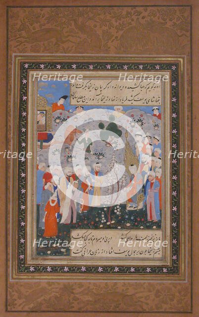 Zulaykha Bidding for Yusuf in the Slave Market in Egypt, Folio from Yusuf..., second half 16th centu Creator: Unknown.