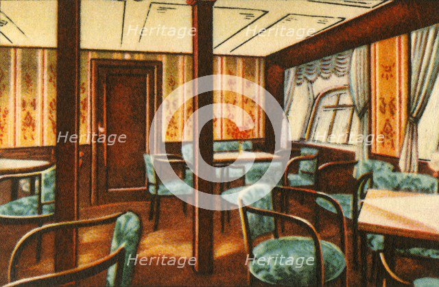 Saloon on board a zeppelin, 1932.  Creator: Unknown.