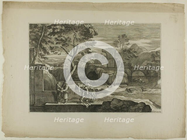 The Good Samaritan Takes the Wounded Man from his Donkey, 17th century. Creator: Sébastien Bourdon.