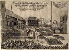 Execution of 27 Protestant Leaders on the Old Town Square in Prague on June 21, 1621, 1621. Artist: Anonymous  