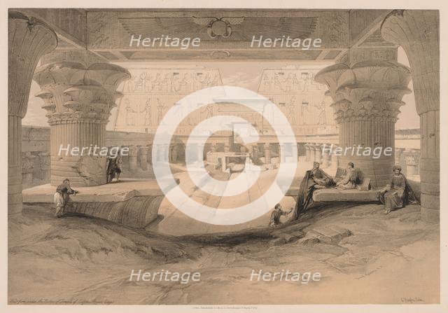 Egypt and Nubia: Volume I - No. 32, View from under the Portico of the Temple of Edfou..., 1838. Creator: Louis Haghe (British, 1806-1885).