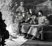 The Prince and his Comrades: Camp-Fire after Dinner in the Terai, 1876. Creator: Unknown.
