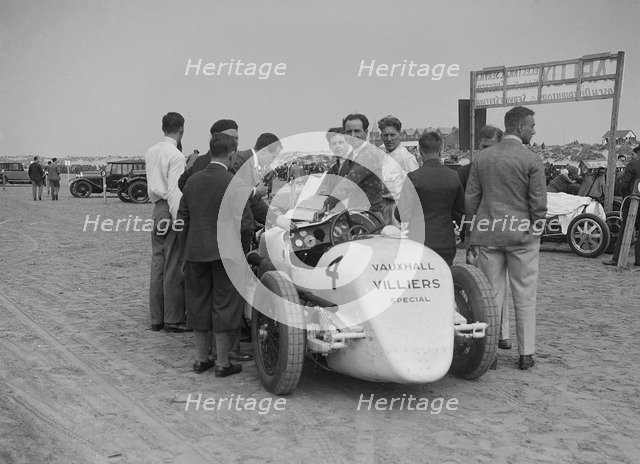 Raymond Mays' Vauxhall-Villiers at a sand racing event, c1930s. Artist: Bill Brunell.