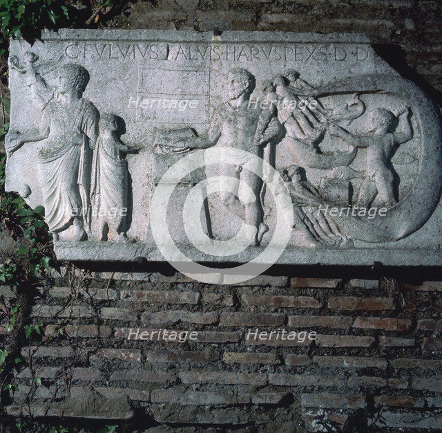 Roman relief of a haruspex, 3rd century. Artist: Unknown