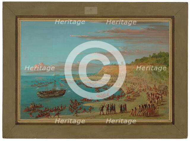 The Griffin Entering the Harbor at Mackinaw. August 27, 1679, 1847/1848. Creator: George Catlin.