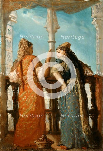 Jewish Women at the Balcony, Algiers, 1849. Creator: Chassériau, Théodore (1819-1856).