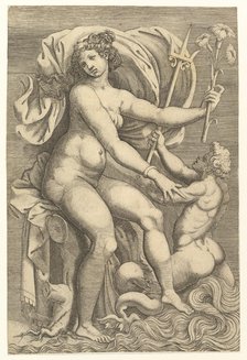 Thetis Seated with a Triton, 16th century. Creator: Unknown.