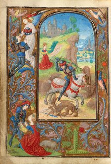 Saint George and the Dragon; Prayer Book of Charles the Bold, about 1471. Creator: Lieven van Lathem.