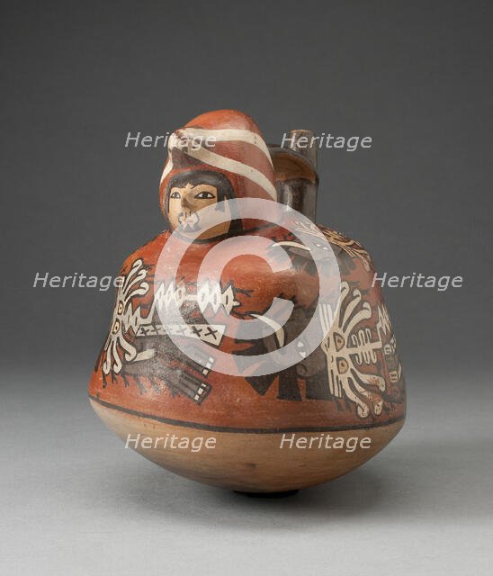 Stirrup Vessel in the Form of Figure with Abstract Motifs and Trophy Heads on Torso, 180 B.C./A.D. 5 Creator: Unknown.