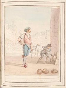 Pallone Player, Rome, leaf from 'A Collection of Dresses by David Allan Mostly from Nature', 1776. Creator: David Allan.
