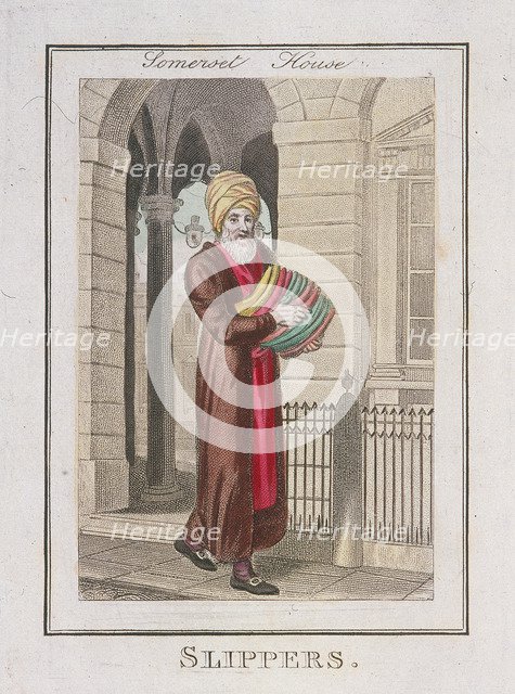 'Slippers', Cries of London, 1804. Artist: Anon