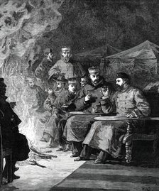 The Prince of Wales in the Terai: the camp fire after dinner...1876. Creator: Unknown.